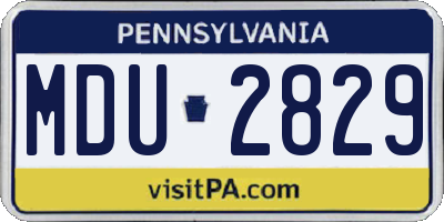 PA license plate MDU2829