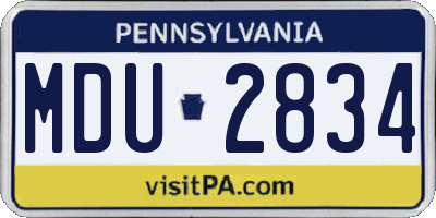 PA license plate MDU2834