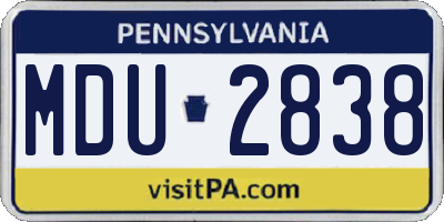 PA license plate MDU2838