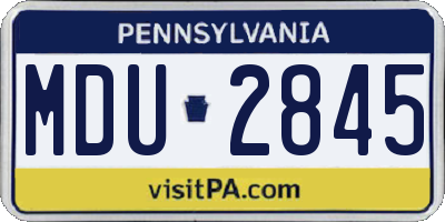 PA license plate MDU2845