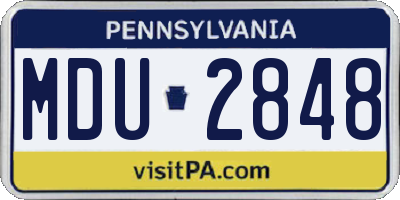 PA license plate MDU2848