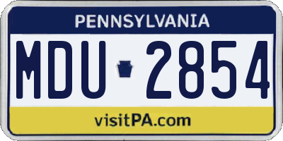 PA license plate MDU2854