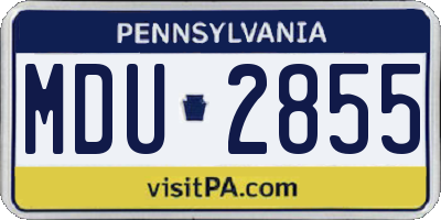 PA license plate MDU2855