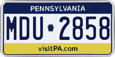 PA license plate MDU2858
