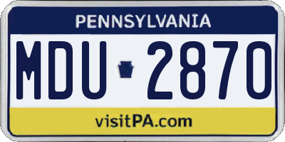 PA license plate MDU2870