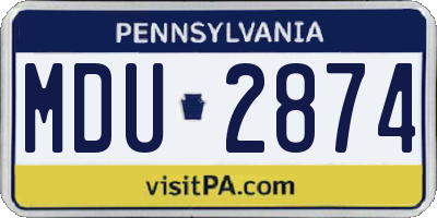 PA license plate MDU2874