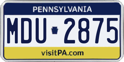 PA license plate MDU2875