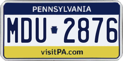 PA license plate MDU2876