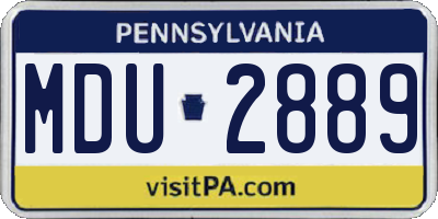 PA license plate MDU2889