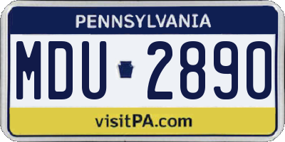PA license plate MDU2890