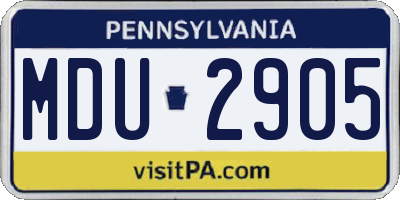 PA license plate MDU2905