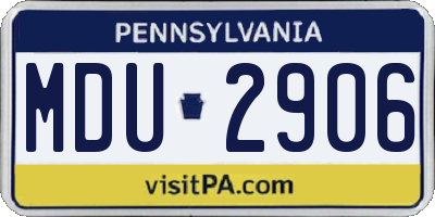 PA license plate MDU2906