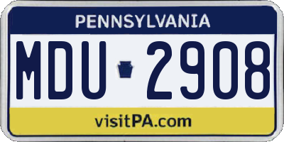 PA license plate MDU2908