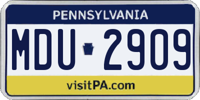 PA license plate MDU2909