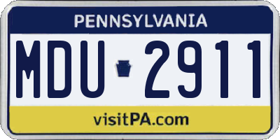 PA license plate MDU2911
