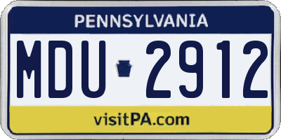 PA license plate MDU2912