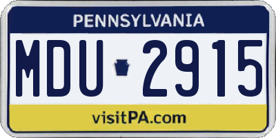 PA license plate MDU2915