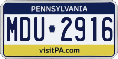 PA license plate MDU2916