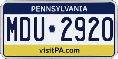 PA license plate MDU2920