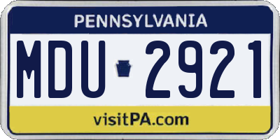 PA license plate MDU2921
