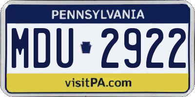 PA license plate MDU2922