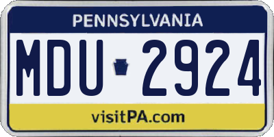 PA license plate MDU2924