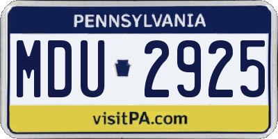PA license plate MDU2925