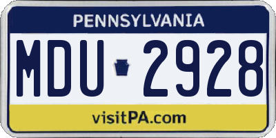 PA license plate MDU2928