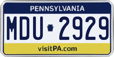 PA license plate MDU2929