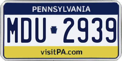 PA license plate MDU2939