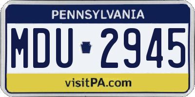 PA license plate MDU2945