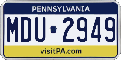 PA license plate MDU2949