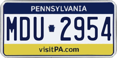 PA license plate MDU2954