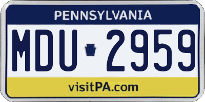 PA license plate MDU2959