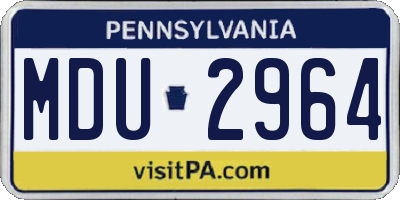 PA license plate MDU2964