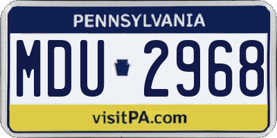 PA license plate MDU2968