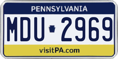 PA license plate MDU2969