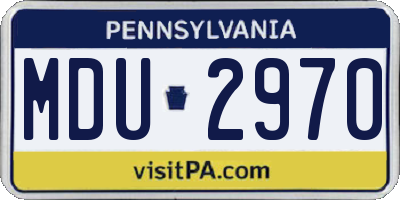 PA license plate MDU2970