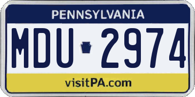 PA license plate MDU2974