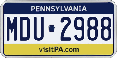 PA license plate MDU2988