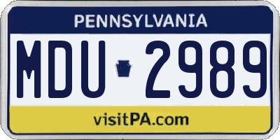 PA license plate MDU2989