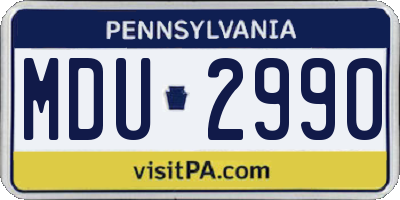 PA license plate MDU2990