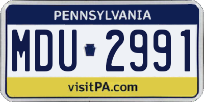 PA license plate MDU2991