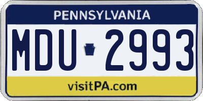 PA license plate MDU2993