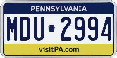PA license plate MDU2994