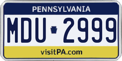 PA license plate MDU2999