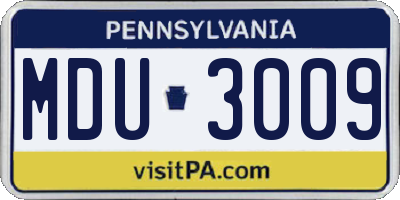 PA license plate MDU3009
