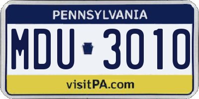 PA license plate MDU3010