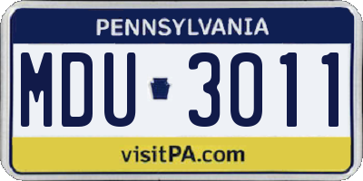 PA license plate MDU3011