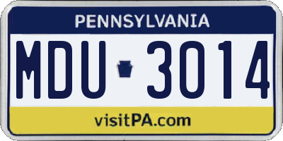 PA license plate MDU3014
